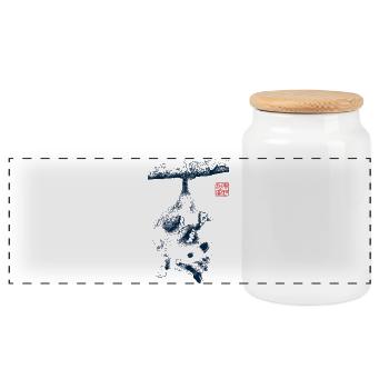 Opossum avec le tampon kanji - Boîte à biscuits avec couvercle en bois - blanc - Devant