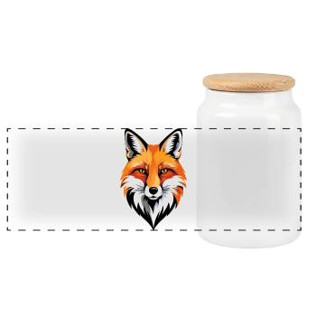 Schlauer Fuchs Fuchsgesicht Pop-Art Illustration - Panorama Keksdose mit Holzdeckel - Weiß - Vorne