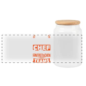Stolzer Chef Chef Mann Abteilungsleiter Teamchef - Panoramic Cookie Jar with Wooden Lid - white - Front