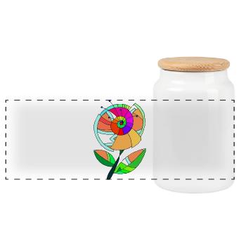 Flower - Panoramic Cookie Jar with Wooden Lid - white - Front