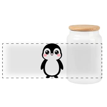 Panda Bisou Kawaii - Boîte à biscuits avec couvercle en bois - blanc - Devant