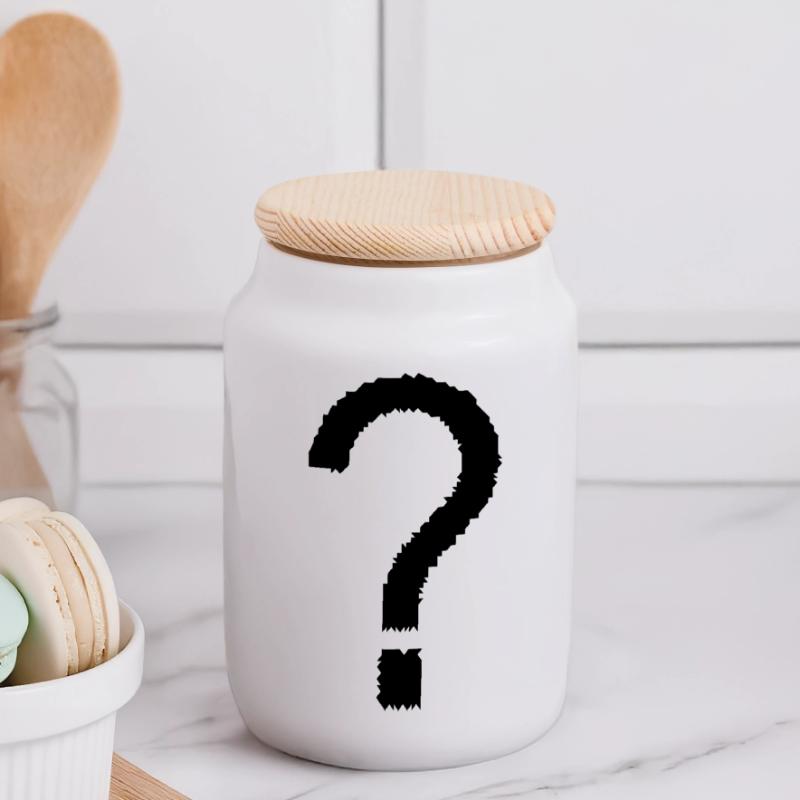 point d'interrogation Boîte à biscuits avec couvercle en bois