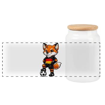 Soccer Fox Germany Fan German Flag - Panoramic Cookie Jar with Wooden Lid - white - Front