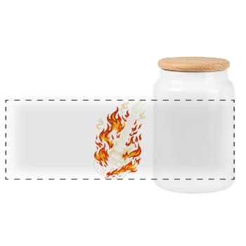 Electric Guitar Burning Rock Gift - Panoramic Cookie Jar with Wooden Lid - white - Front
