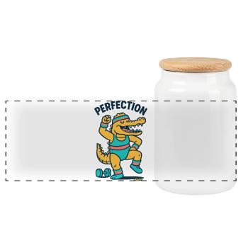 Perfektion Alligator Fitness-Motiv - Panorama Keksdose mit Holzdeckel - Weiß - Vorne