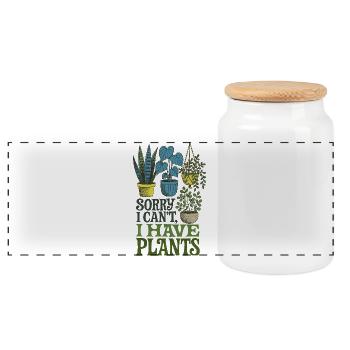 Désolé, je ne peux pas, j’ai des plantes - Boîte à biscuits avec couvercle en bois - blanc - Devant