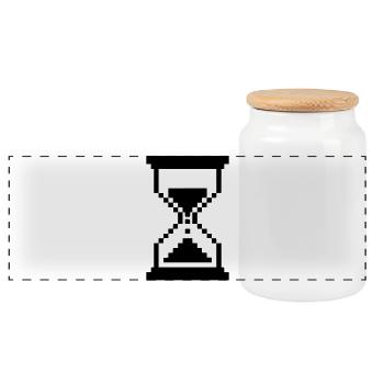 Pixel Sanduhr Ladesymbol - Panorama Keksdose mit Holzdeckel - Weiß - Vorne