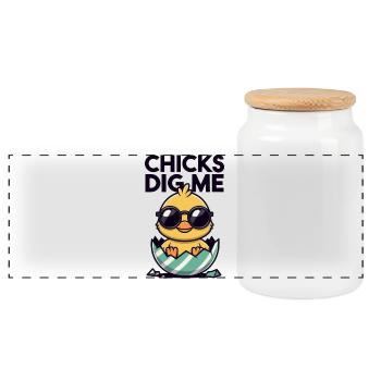 Drôle de design d’œuf de canard de Chicks Like Me - Boîte à biscuits avec couvercle en bois - blanc - Devant