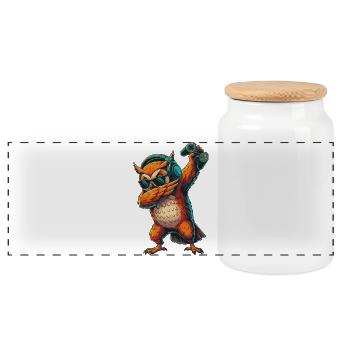 Gamer Owl Bird jouant à des jeux vidéo Art - Boîte à biscuits avec couvercle en bois - blanc - Devant
