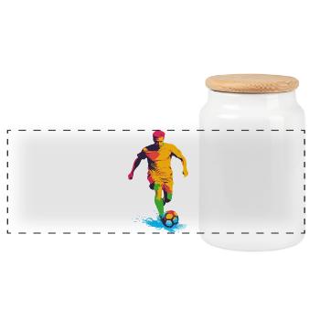 Farbiges Fußball-Sprint-Silhouette - Panorama Keksdose mit Holzdeckel - Weiß - Vorne