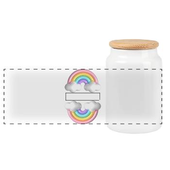 Regenbogen - Panorama Keksdose mit Holzdeckel - Weiß - Vorne
