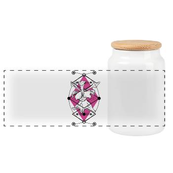 Orchid geometric space - Panoramic Cookie Jar with Wooden Lid - white - Front