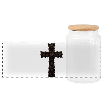 Rose croix brune sur fond noir - Boîte à biscuits avec couvercle en bois - blanc - Devant
