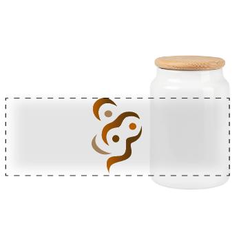 yoga_design_6 - Panoramic Cookie Jar with Wooden Lid - white - Front