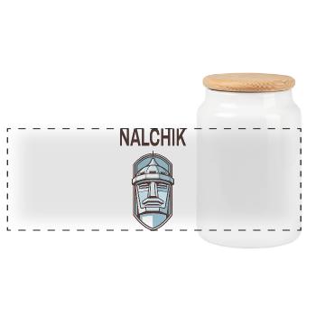 Nalchik – Design du Caucase - Boîte à biscuits avec couvercle en bois - blanc - Devant