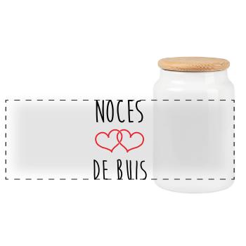 Noces de Buis 56 years of marriage - Panoramic Cookie Jar with Wooden Lid - white - Front