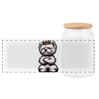 Westie Highland terrier Westie West Highland - Boîte à biscuits avec couvercle en bois - blanc - Devant