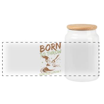 Gifts For Pottery Makers Born To Throw Pottery - Panorama Keksdose mit Holzdeckel - Weiß - Vorne