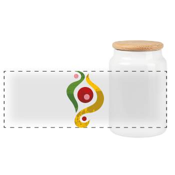 Yoga design_42 - Panoramic Cookie Jar with Wooden Lid - white - Front