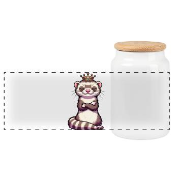 Furet Ferret Holder Furet Propriétaire - Boîte à biscuits avec couvercle en bois - blanc - Devant