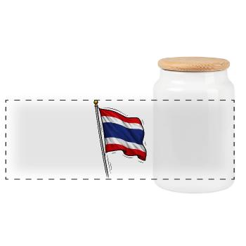 Thailand Fahne - Panorama Keksdose mit Holzdeckel - Weiß - Vorne