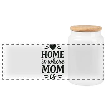 Zuhause ist wo Mama ist – Geschenk Muttertag - Panorama Keksdose mit Holzdeckel - Weiß - Vorne