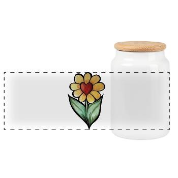 Heart Flower Watercolor - Panoramic Cookie Jar with Wooden Lid - white - Front