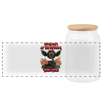 Mechanic of the Infernal Cosmos - Panoramic Cookie Jar with Wooden Lid - white - Front