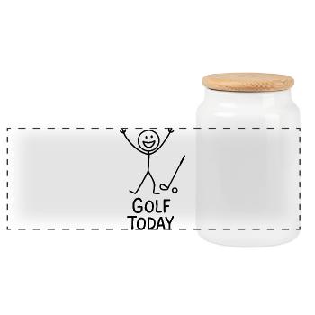 Golf Today Golfspieler Humor Geschenkidee Golfer - Panorama Keksdose mit Holzdeckel - Weiß - Vorne