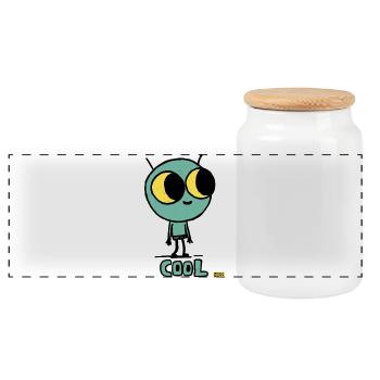 Extraterrestre cosmique mignon aux grands yeux - Boîte à biscuits avec couvercle en bois - blanc - Devant