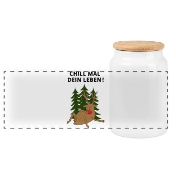 CHILL MAL DEIN LEBEN - Panorama Keksdose mit Holzdeckel - Weiß - Vorne