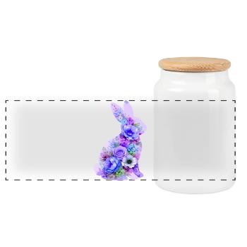 Hase Pastell Blumen - Panorama Keksdose mit Holzdeckel - Weiß - Vorne