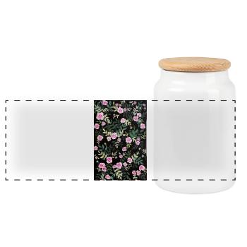 Motif de roses vintage - Boîte à biscuits avec couvercle en bois - blanc - Devant