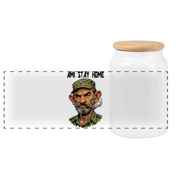 Vétéran cubain avec un cigare - Boîte à biscuits avec couvercle en bois - blanc - Devant