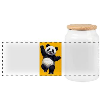 panda - Boîte à biscuits avec couvercle en bois - blanc - Devant