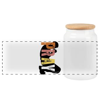 PRAY - Matthew 7:7 - Christian products - Panoramic Cookie Jar with Wooden Lid - white - Front