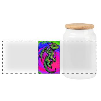dragon - Boîte à biscuits avec couvercle en bois - blanc - Devant