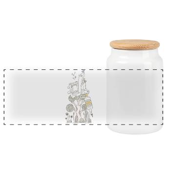 Tattoo Machine - Panoramic Cookie Jar with Wooden Lid - white - Front