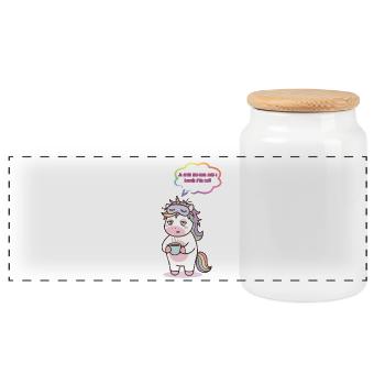licorne fatigué... - Boîte à biscuits avec couvercle en bois - blanc - Devant