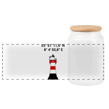Red Sand Lighthouse - Sailing - Skipper - Maritime - Panoramic Cookie Jar with Wooden Lid - white - Front