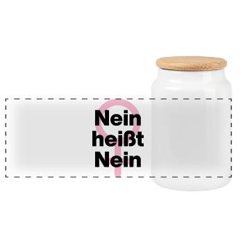 NEIN HEISST NEIN – IMMER! ♀ GIRLPOWER FEMALE POWER - Panorama Keksdose mit Holzdeckel - Weiß - Vorne