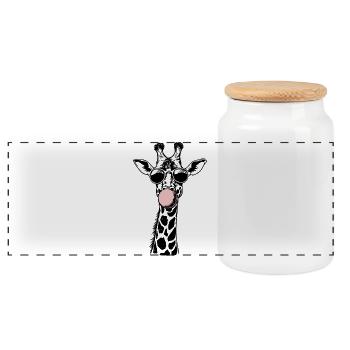 Ambiances cool de bulle girafe - Boîte à biscuits avec couvercle en bois - blanc - Devant