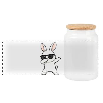 Lapin à dabber - Boîte à biscuits avec couvercle en bois - blanc - Devant