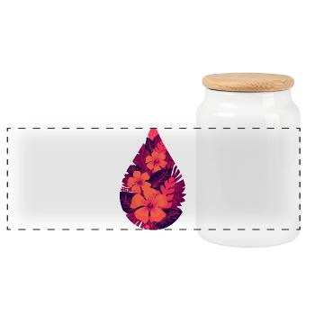 Feuilles de feu de la flore - Boîte à biscuits avec couvercle en bois - blanc - Devant