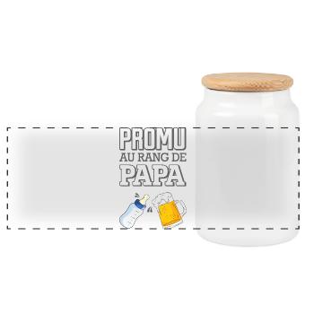 Promu au Rang de Papa Humour Naissance Bébé - Boîte à biscuits avec couvercle en bois - blanc - Devant