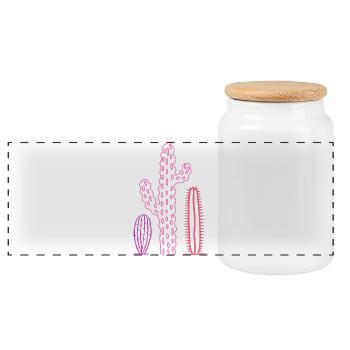 Colorful Cactus Shirt – Boho Desert Style - Panoramic Cookie Jar with Wooden Lid - white - Front