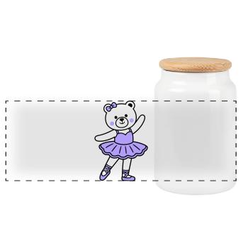 Bear ballet - Panoramic Cookie Jar with Wooden Lid - white - Front