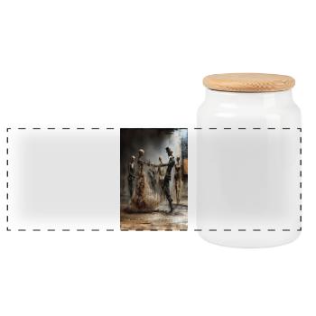 Ghost Dance - Panoramic Cookie Jar with Wooden Lid - white - Front