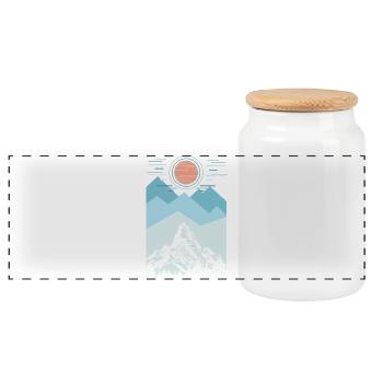 Hiker Scout Camping Hiking Mountain Climbing Mount - Panoramic Cookie Jar with Wooden Lid - white - Front