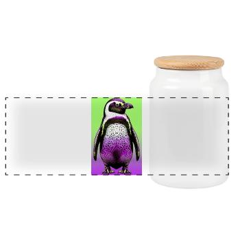 Pinguin - Panorama Keksdose mit Holzdeckel - Weiß - Vorne
